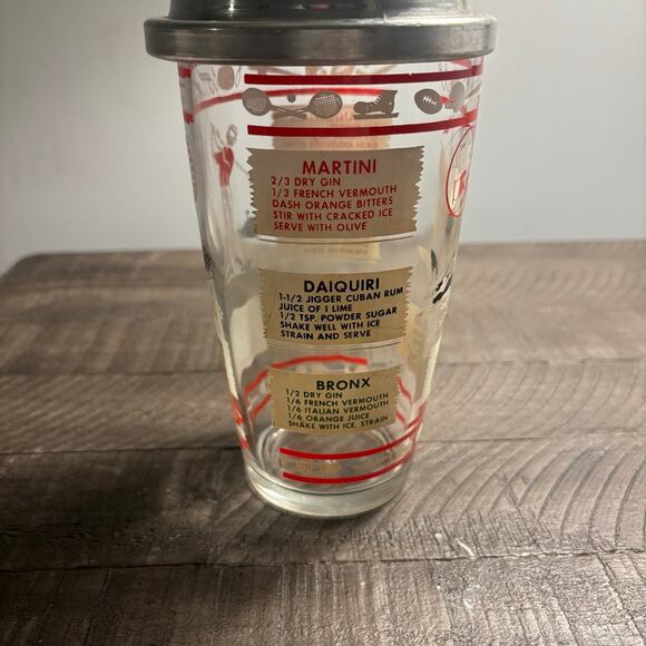 Hazel-Atlas Other - Hazel-Atlas Glass Cocktail Shaker w/ Recipes Vintage Mid Century